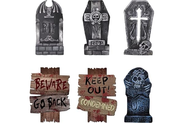 Winwild Lot de 6 pierres tombales de cimetière pour décoration d'Halloween, décoration de jardin, accessoires de cour, maison hantée, cimetière et pelouse extérieure