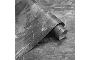 Yomshi Marble Wallpaper Grey 40×300cm Self Adhesive Wallpaper Worktop Vinyl Covering Waterproof Contact Paper Matt Removable Decorative Film for Kitchen Cupboard Countertop