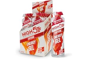 HIGH5 Energy Gel Caffeine Quick Release Energy On The Go From Natural Fruit Juice (Raspberry Caffeine, 20 x 40 g)