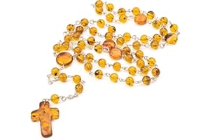 Amber by Mazukna Christlicher Rosenkranz für Männer & Frauen – Handgefertigte Rosenkranzkette mit baltischem Bernstein & Sterling Silber – Katholisches Geschenk für spirituelle Hingabe