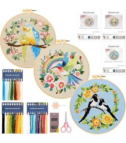 GJSZZO Kit Punto Croce Con Gufo Per Principianti - 30x40 Cm, Tessuto Prestampato, 2 Aghi, Fili Colorati