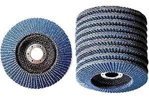 EISENWOLF 10 Stück Set zirconium Blau Fächerscheiben ø 115 x 22.2 mm K60 INOX Schleifscheiben Schleifmop Flap Disk für Winkelschleifer Korn P60