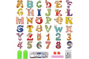 BINYI Diamond Painting Kit Completo Bambini Pittura Diamante 5D Fai Da Te 36 Pezzi Diamantini Crystal Art Bambini Adesivo Lettera Mosaico Stickers DIY Mosaici per Bambini Adulti Principianti