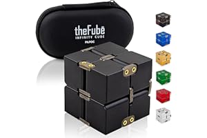 PILPOC theFube Infinity Cube Fidget Toys Anti Stress Adulte/Enfant - Cube Anti Stress en Aluminium de Qualité avec Étui, Robuste, Lourd, Soulage l'Anxiété, pour TDA, TDAH, TOC (Noir)