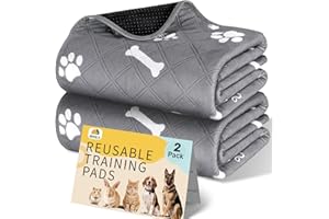 Gimars Tapis Éducateur pour Chien Lavable Réutilisable, Lot de 2 (60×50cm), Tapis Ultra Absorbant Anti-Fuites et Antidérapant, Convient aux Chiens, Chats, Cochons d'Inde et Lapins