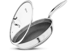 INTIGNIS Premium Frying Pan with Lid – 28cm / 11" Extra-Deep Stainless Steel Skillet – Honeycomb Hybrid Design, GREBLON® Shield Technology, Scratch Resistant, Chemical-Free, Oven & Hob Compatible