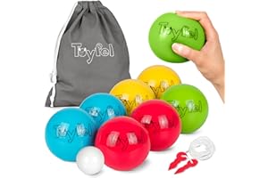 Toyfel Jeu de Pétanque Interieur Soft Boccia Set Leo – Jeux Pétanque Extérieur avec 8 Boules, 1 Cochonnet, Sac Transport & Mètre Ruban pour Enfant & Adulte – Jeu de Boules pour Parquet Carrelage Tapis