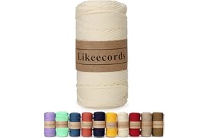 Likeecords Poliestere Corda 4mm x 130m,Cordino Per Borse Uncinetto,Polipropilene Macrame Corda intrecciata,Macramè Filo per Appendiabiti per Fiori, Home Decor （Bianco latteo）