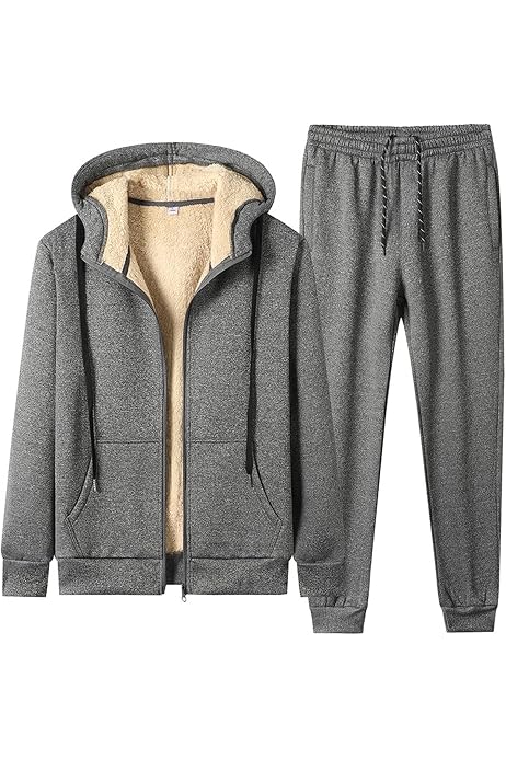 Survêtement Homme 2 Pièces – Veste Zippée Avec Capuche Et Poches + Pantalon – Tissu Doux Respirant – Pour Sport, Loisirs Ou Décontracté