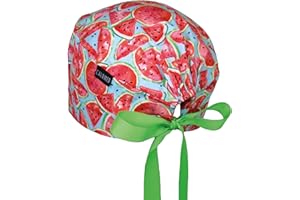 CALOMED Calot de Bloc Charlotte Chapeau Infirmière Bonnet en Tissu pour Personnels de Santé ou Pâtissier Modèle Court Femme ou Homme Cheveux Courts (Pastèques)