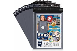 G4GADGET 25 Pack Large Grey Mailing Bags 17x24 [432mm x 610mm] – Strong Postage Bags for Clothes, Vinted Shipping, Parcel Packaging, Delivery, Mailing & Posting