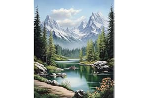 NEWENMO Pintura de Paisaje Pintar por Numeros Adultos,Bosque Verde Pintura por Numeros Kit,DIY Paint by Numbers Adult,con Pinceles y Pigmento Acrílico,Decoracion para Hogar,Sin Marco 40x50cm