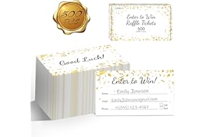 GETHELUD 500 PCS Billets de Tombola, Cartes de Formulaire de Participation avec Espace pour Nom, Adresse E-mail, Numéro de Téléphone, Cartes de Concours pour Tombolas, Urne, 50/50, Enchères (8,9 cm x 5 cm)