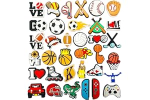 Kinearcharms 30 35pcs Cute Pink Sport Balls Shoe Charms for Clogs, Shoes Decoration Charms for Men Women Teens Party Favors Christmas