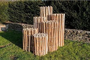 STILTREU Staketenzaun Haselnuss Höhe 100 cm, Länge 5 Meter, Lattenabstand 3-5 cm
