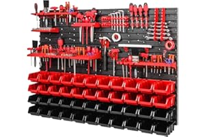 PAFEN Tool Wall Storage System Stacking Boxes - Wall Shelf with 44 Pieces Stacking Boxes and Tool Holder - Workshop Shelving Unit Wall Plates