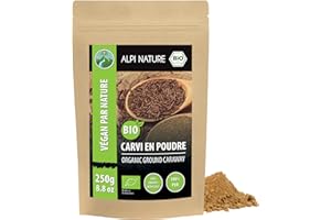 Alpi Nature Carvi Moulu BIO 250g, Poudre de Carvi Graines Moulues pour la Cuisine et la Pâtisserie