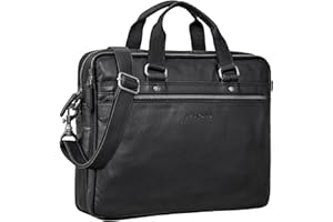 STILORD 'Brayson' Businesstasche 15 Zoll Leder Laptoptasche Aktentasche zum Umhängen Trolley Aufsteckbar Echtes Vintage Leder