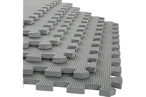 HH HOME HUT Soft Foam Exercise Floor Mats, Interlocking Puzzle EVA mat tiles For Gym, Garage, Home, Office, Workouts, Yoga, Kids Play, Weights and workout Studio - 60 x 60cm (8 Mats)