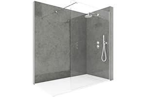 NEBADOON Mampara Ducha Fija - Mamparas de Ducha Fija con Cristal Templado 8 mm – Cristal Transparente con Tratamiento Antical - Perfilería Plata Brillo – 118 a 120 cm (Ancho Adaptable) x 200 cm (Alto)
