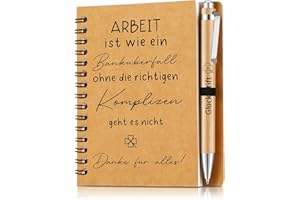 Sinmoe Abschiedsgeschenk Kollege Mitarbeiter Dankeschön Geschenke für Kollegen Motivierendes Inspirierendes Notizbuch mit Holz Kugelschreiber Mini Spirale Notizblock(Arbeit)