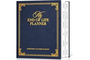 Lanpn End of Life Planner Death Organizer with Tabs, Final Wishes & Financial Estate Planning Journal, When I Die Journal for Senior, Before Death Life and Care Plan Book, Blue, Leather Hardcover