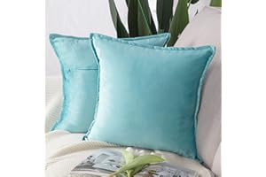 Madizz Lot de 2 Doux Velours Décoratif Housses de Coussin Luxe Style pour canapé Chambre Aqua 40 x 40 cm