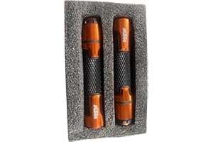 MotoForge Dynamics Handlebar Grips for K-T-M Duke & Adventurer Motorcycles, 22mm CNC Aluminium, Anti-Slip Rubber, Orange & Black with End Caps – Universal Fit for Street & Sport Bikes
