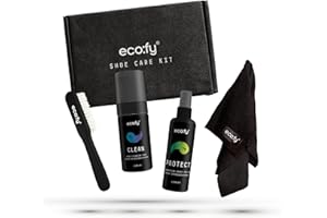 eco:fy Kit d'entretien pour chaussures - nettoyage et imperméabilisation, Sneaker Cleaner, mousse de nettoyage et imperméabilisation pour tous les matériaux avec brosse et chiffon microfibre