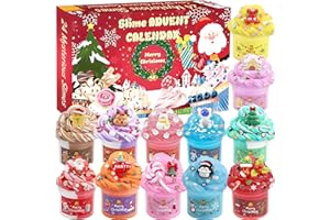NHCUIJUN Schleim Adventskalender 2025 für Kinder, 24-Tage-Countdown Slime Weihnachtskalender Kinder mit 12 Schleimen und 12 Coolen Accessoires Weihnachten Überraschungen Geschenk für Jahre Jungen Mädchen(Red)