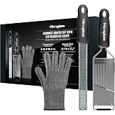 Microplane Kitchen Grater Set (Vegetable Grater and Glove) for Parmesan Cheese, Potato, Cucumber, Zucchini, Carrot, Ginger an