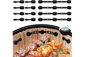 KOVSGQ Air Fryer Magnet Silikon Schnalle Set Heißluftfritteuse Magnete Air Fryer Magnetic Silicone Buckle Set Hitzebeständig 12Skt für Die Luftfritteuse Zum Festhalten Von Pergamentpapier (Schwarz)