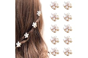 Mini Perlen Haarspangen 10 Stück Mini Haarschmuck Clip für Frauen,Blumenklauen Hair Clips,Zuroki Eleganter Haarschmuck Kinder,Idealer Damen und Mädchen Braut Schmuck für Partys Hochzeiten