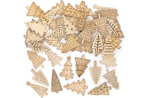 Baker Ross FE982 Christmas Tree Mini Wooden Shapes - Pack of 72, Embellishments for Crafting, Craft Supplies for Children, Ideal for Kids Arts and Craft Projects