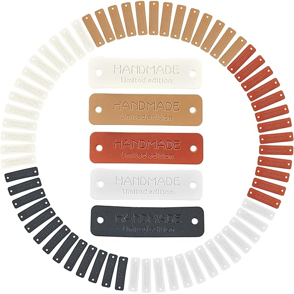 Etiquette Fait Main Qianyu Lot 56 étiquettes Cuir Pour Tricot - Étiquettes Personnalisables Faites Main 7 Couleurs étiquettes Personnalisées Crochet Main