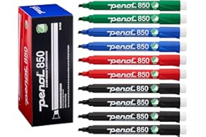 PENOL OF SCANDINAVIA Pennarello per lavagna bianca - 850, punta a scalpello da 2-5 mm con marchio Nordic Swan Ecolabel - NON TOSSICO e INODORE - Nero, Blu, Rosso, Verde (2 pezzi per ogni colore)