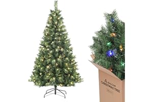 ‎SALCAR SALCAR Künstlicher Weihnachtsbaum 180 cm mit Beleuchtung, Warm und RGB LED Lichterketten, Nordmanntanne, 9 Modi und Fernbedienung