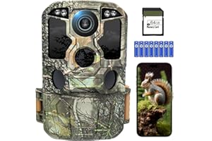 KJK 4K 84MP Wildkamera mit Handyübertragung APP, WLAN Bluetooth Wildkamera mit Bewegungsmelder Nachtsicht, 64GB SD Karte und 8*AA-Batterien, 130 °Weitwinkel Wildtierkamera, IP67 Wasserdicht