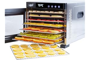 ‎VITA5 Vita5 Suszarka do Zywności z 7 Tackami ze Stali Nierdzewnej - Elektryczna suszarka do owoców, warzyw i mięsa o mocy 650 W - Timer 24-Godzinny i Regulowana Temperatura 35–75°C
