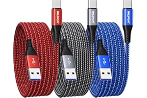 DRLIPEW USB C Charger Cable 3Pack 3M/10FT,Long USB Type C Fast Charging Cable Braided Compatible with Samsung Galaxy S20 Plus S21 S22 S23 S10 S9 S8, A20E A50 A51 A70 A71,PS5,Switch,Huawei P40,LG,Google Pixel