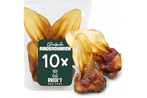 HUNDE HELDEN BREERs Getrocknete Rinderohren mit Muschel für Hunde 10 Stück aus eigener Deutscher Herstellung, Kauartikel für Groß & Klein