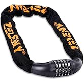 ZELENY Fahrradschloss Upgraded, Verdickte Kette und Stift, Fahrradschloss hohe Sicherheit 7mm, 90cm Schlüssellos, Fahrradschl