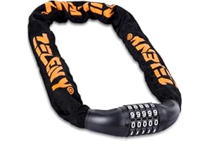 ZELENY Fahrradschloss Upgraded, Verdickte Kette und Stift, Fahrradschloss hohe Sicherheit 7mm, 90cm Schlüssellos, Fahrradschl