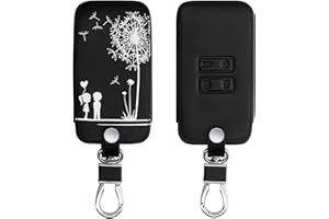 kwmobile Autoschlüssel Hülle kompatibel mit Renault 4-Tasten Smartkey Autoschlüssel (nur Keyless Go) - Kunstleder Schutzhülle Schlüsselhülle Pusteblume Love Weiß Schwarz