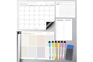 BIROYAL Calendrier Magnetique Frigo 2026, 4 Set - Planning frigo magnetique Inclus: Planning semaine, Planificateur mensuel,Tableau organisation de tâches et Suivi d’habitudes - Planner de famille