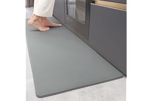 COLOR&GEOMETRY Color G - Tappeti da Cucina Imbottiti Anti-Fatica, Antiscivolo, Impermeabili, Comodi, in Memory Foam, 43,2 x 150 cm, Grigio