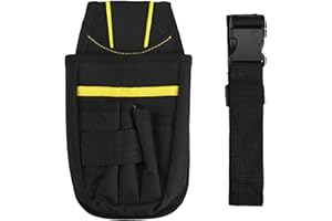 Linkidea Pochette à Outils pour électricien avec Clip de Ceinture, 5 Poches, Petite Pochette de Travail Durable avec Ceinture réglable pour techniciens électriciens – Noir