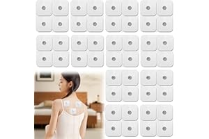 GAOUTO 48 cuscinetti per elettrodi Tens, 50 x 50 mm, set di elettrodi in gel autoadesivi, per macchine Sanitas & Beurer Tens, Tens Pads con collegamento a pulsante da 3,5 mm