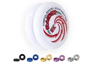 Yomega Raider Ex - Yoyo profesional con rodamiento de bolas, ideal para trucos avanzados de cuerdas y juego de bucles, 5 espaciadores + 2 cuerdas adicionales (blanco)
