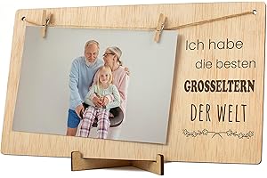 CONTRAXT Bilderrahmen für Opa Oma geschenk. Großelterngeschenke bester großvatertag Ich liebe dich opa oma Bilderrahmen Klammern Leine Fotoleine fotorahmen holz (Großeltern DE)